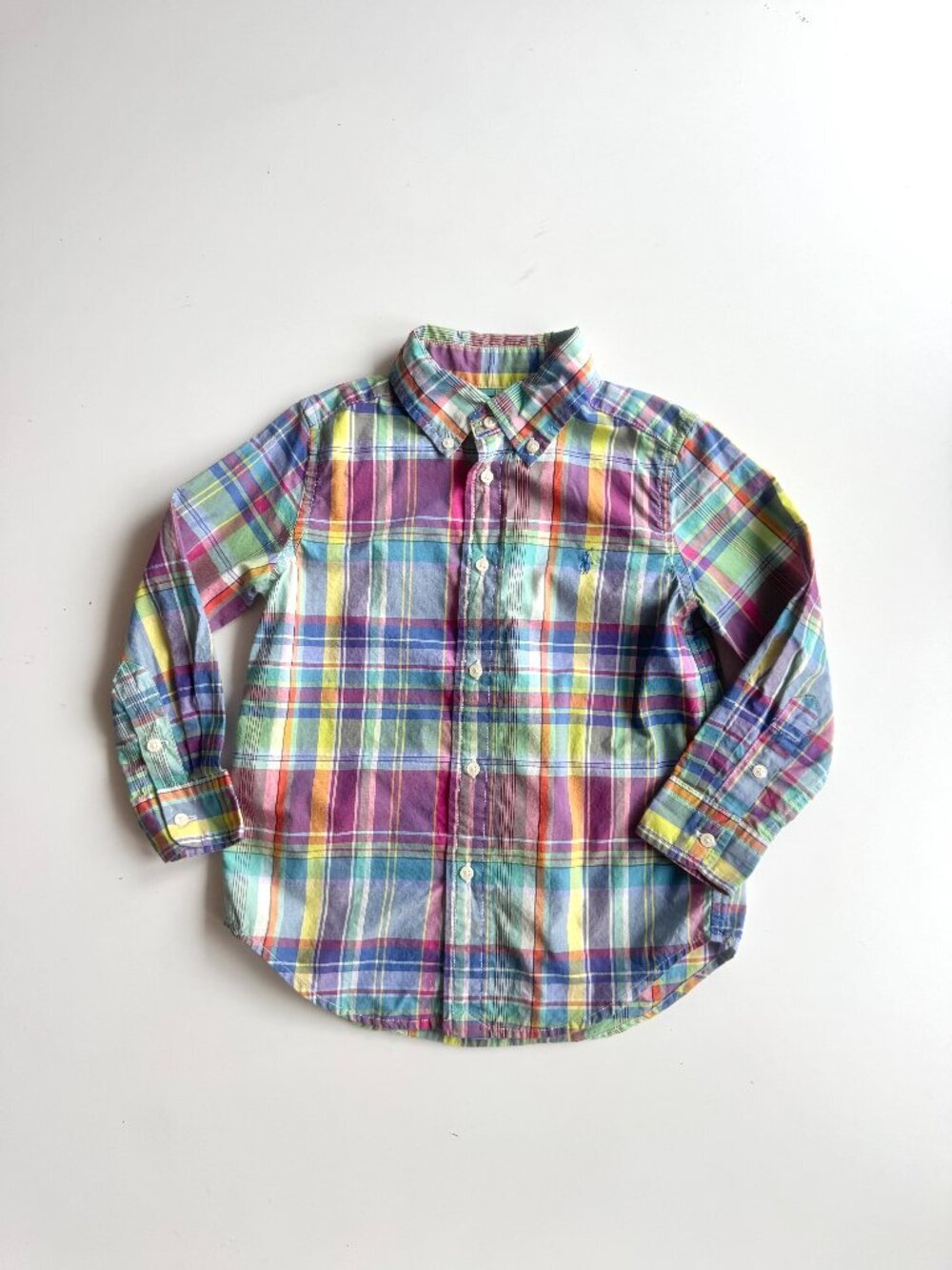 Boys' RALPH LAUREN Madras Plaid Cotton Poplin Button Up Shirt, Size 4 - Picture 1 of 8